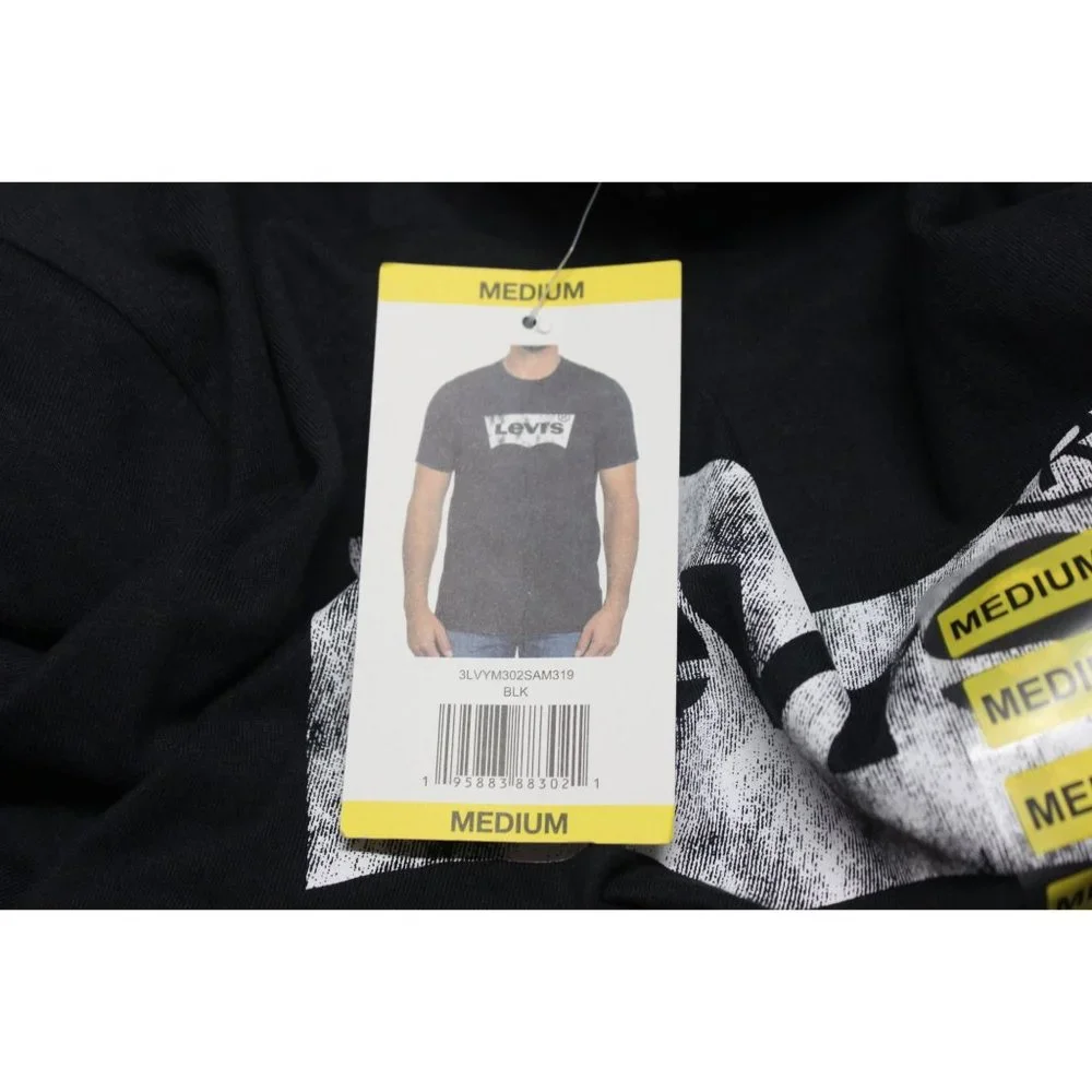 Levi's men's white distressed batwing logo crew neck short‎ sleeve t-shirt M